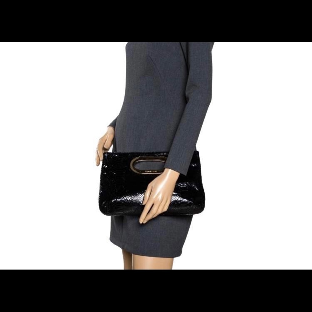 Michael Kors Berkeley Clutch - Python Black Patent - image 2
